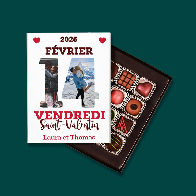 Collage Photo De Lettre: Carte Calendrier Saint-Valentin - Pralines