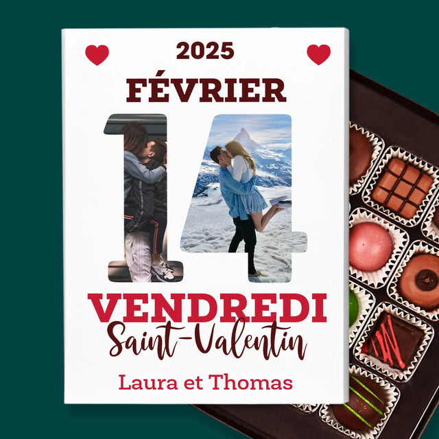 Collage Photo De Lettre: Carte Calendrier Saint-Valentin - Pralines