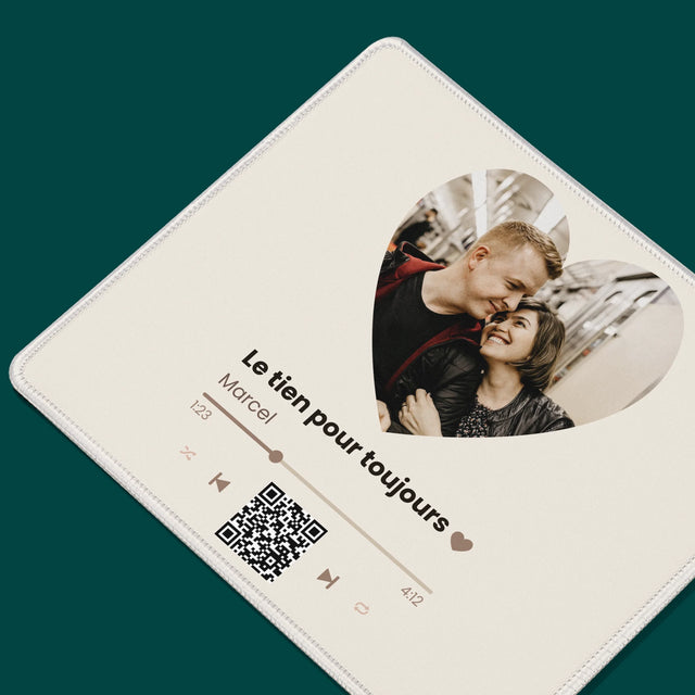La Photo Et Un Texte: Notre Chanson Cœur Code Qr - Tapis De Souris