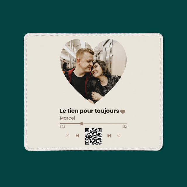 La Photo Et Un Texte: Notre Chanson Cœur Code Qr - Tapis De Souris
