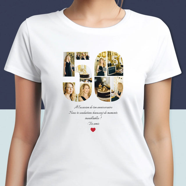 Forme Des Photos: 50 Anniversaire Vœux - T-Shirt Pour Femmes