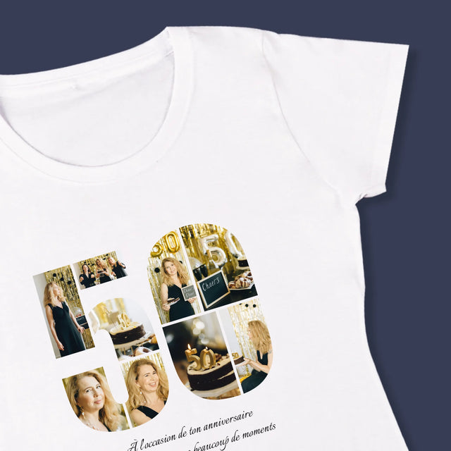 Forme Des Photos: 50 Anniversaire Vœux - T-Shirt Pour Femmes