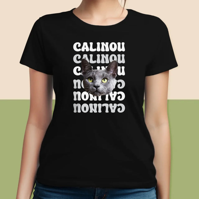 Ton Personnage: Photo De L'Animal Avec Son Nom - T-Shirt Pour Femmes