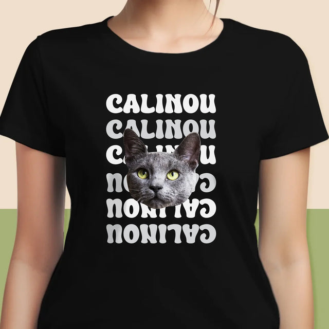 Ton Personnage: Photo De L'Animal Avec Son Nom - T-Shirt Pour Femmes