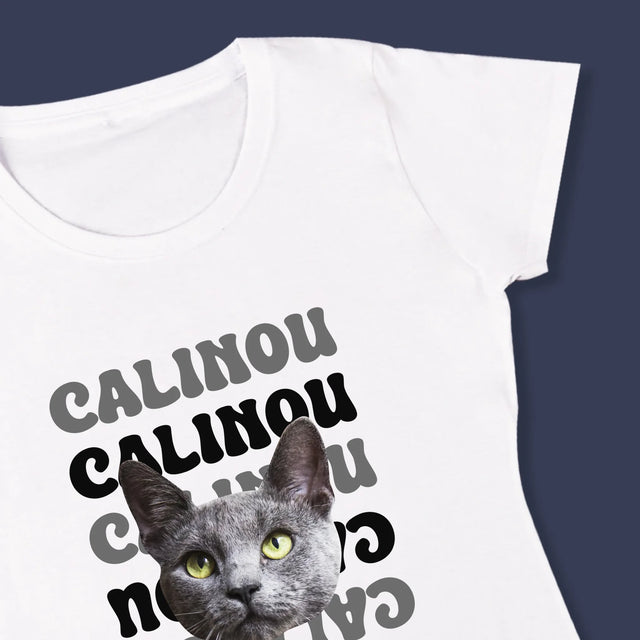 Ton Personnage: Photo De L'Animal Avec Son Nom - T-Shirt Pour Femmes