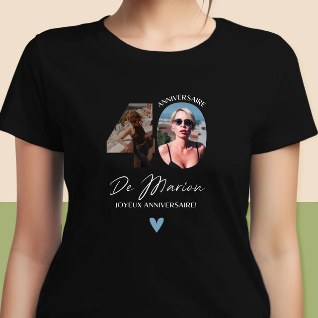 Collage Photo De Lettre: 40 Ans, Des Beaux Moments - T-Shirt Pour Femmes