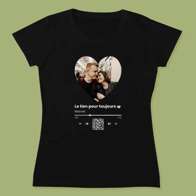 La Photo Et Un Texte: Notre Chanson Cœur Code Qr - T-Shirt Pour Femmes