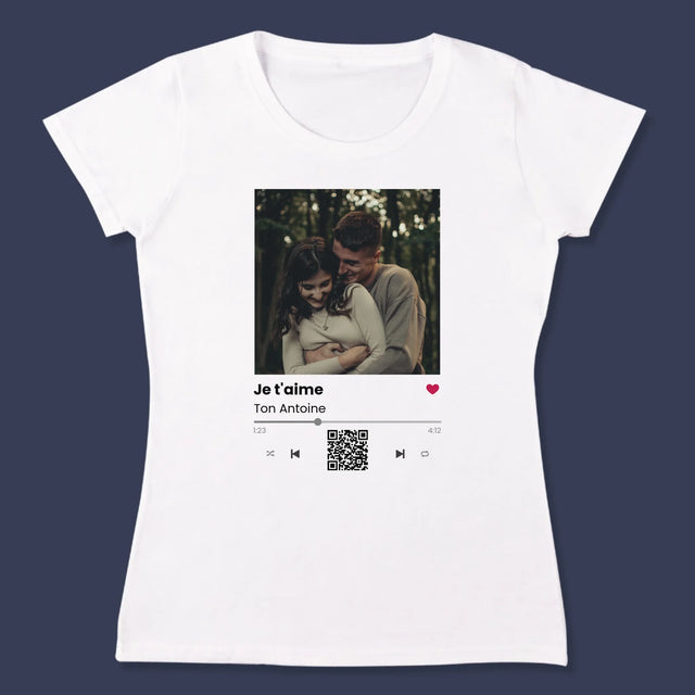 La Photo Et Un Texte: Spotify Avec Code Qr - T-Shirt Pour Femmes