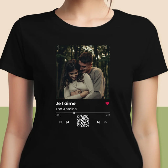 La Photo Et Un Texte: Spotify Avec Code Qr - T-Shirt Pour Femmes