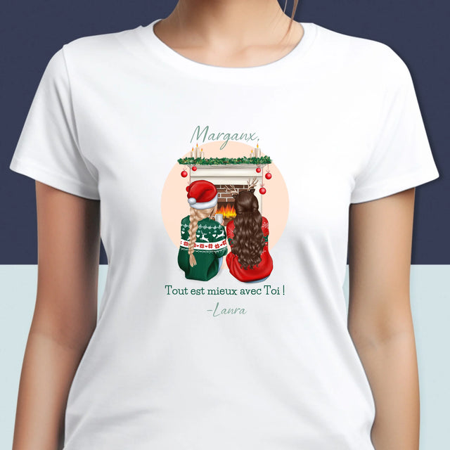 La Création Du Personnage: Les Meilleures Amies À Noël - T-Shirt Pour Femmes