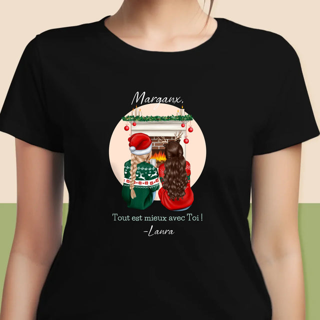 La Création Du Personnage: Les Meilleures Amies À Noël - T-Shirt Pour Femmes