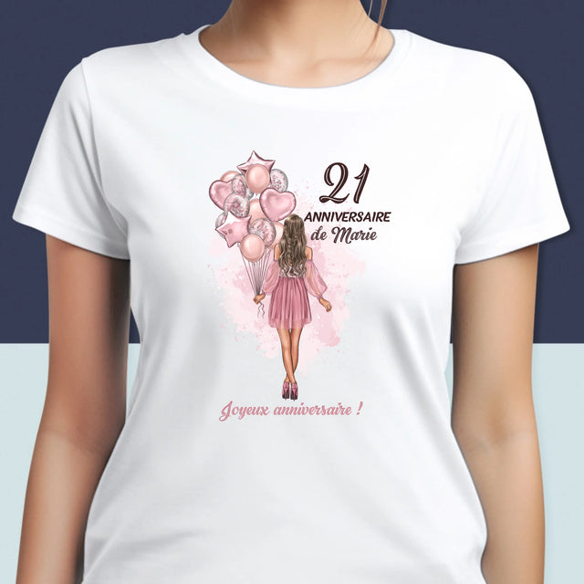 La Création Du Personnage: Anniveraire Ballons - T-Shirt Pour Femmes