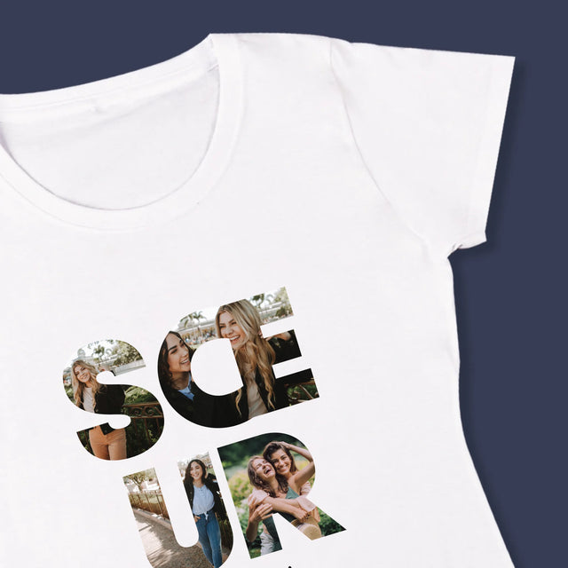Collage Photo De Lettre: La Sœur De Tes Photos - T-Shirt Pour Femmes