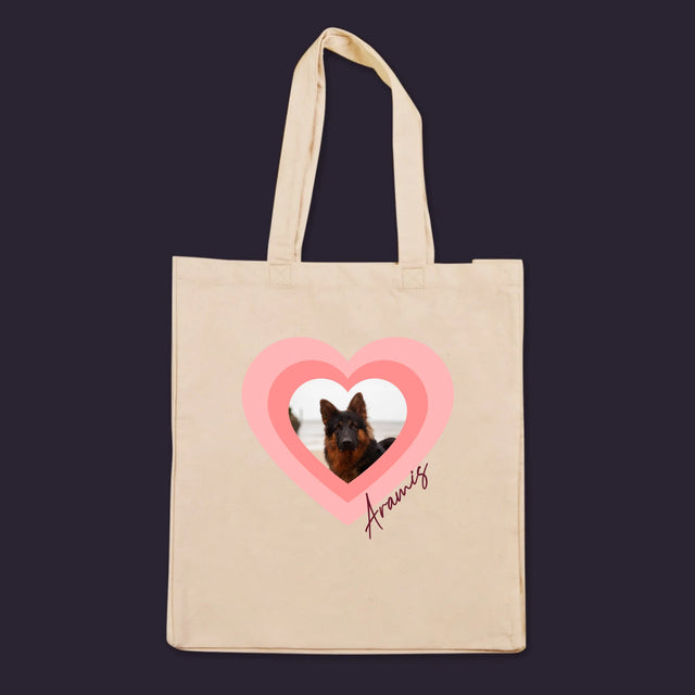 La Photo Et Un Texte: Photo De L'Animal Dans Le Cœur - Sac En Toile