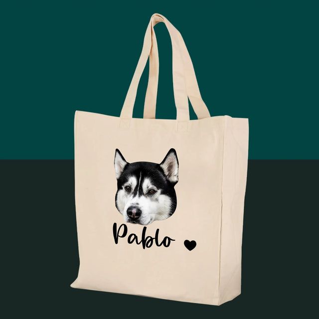 Ton Personnage: La Tête De Votre Chien - Sac En Toile