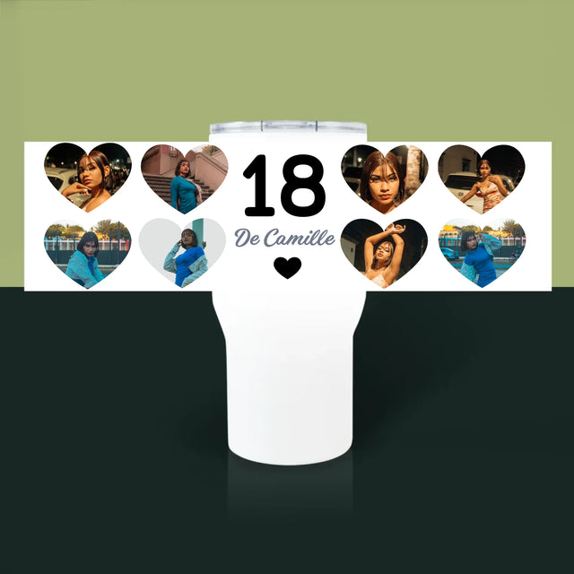 Le Collage Photo: 18 Cœurs - Mug De Voyage 650 Ml