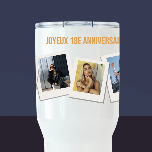 Le Collage Photo: Vœux D'Anniversaire - Mug De Voyage 650 Ml