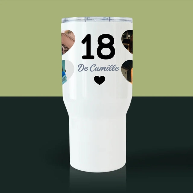 Le Collage Photo: 18 Cœurs - Mug De Voyage 650 Ml