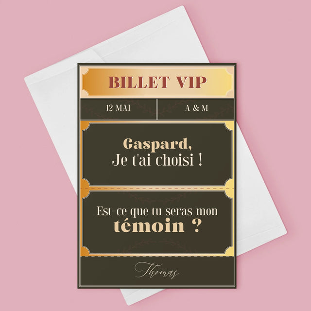 Le Prénom Et Un Texte: Billet Vip Témoin - Carte De Vœux