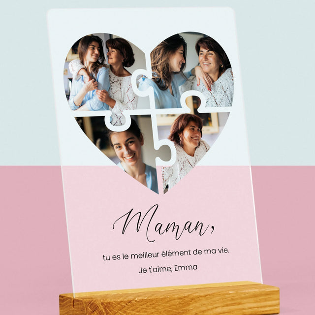 Collage Photo: Casse-Tête, Coeur, Pour Maman - Impression Sur Verre Acrylique