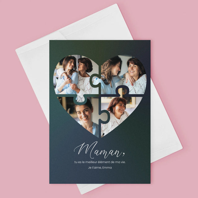 Collage Photo: Casse-Tête, Coeur, Pour Maman - Carte De Vœux