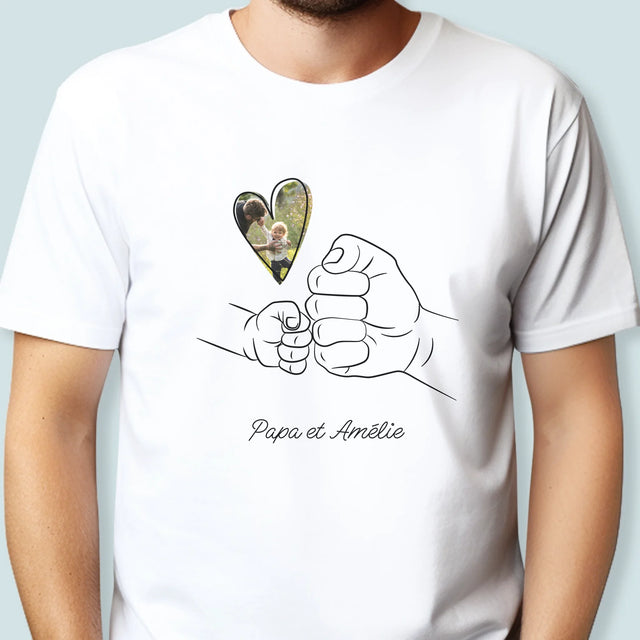 Photo Et Texte: Papa Enfant Main - T-Shirt Pour Hommes