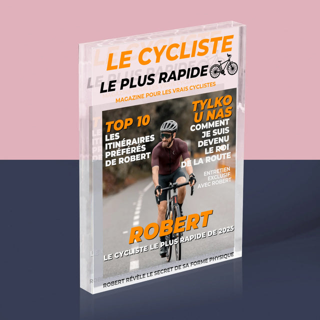 La Couverture De Magazine: Le Cycliste Le Plus Rapide - Bloc Acrylique