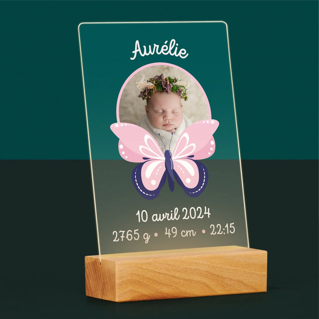 Acte De Naissance De L'Enfant: Métrique, Une Papillon - Impression Sur Verre Acrylique
