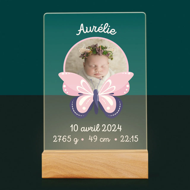 Acte De Naissance De L'Enfant: Métrique, Une Papillon - Impression Sur Verre Acrylique