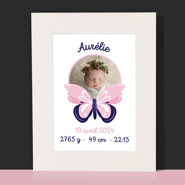 Acte De Naissance De L'Enfant: Métrique, Papillon - Cadre Photo