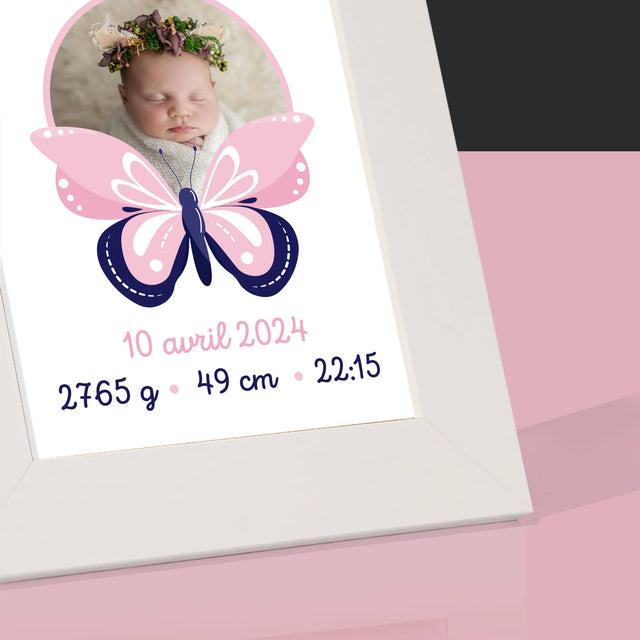 Acte De Naissance De L'Enfant: Métrique, Papillon - Cadre Photo