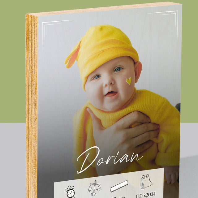 Acte De Naissance De L'Enfant: Métrique, Le Cadre - Impression Sur Bois