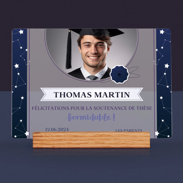 Photo Et Texte: Félicitations Pour La Soutenance De Thèse - Impression Sur Verre Acrylique