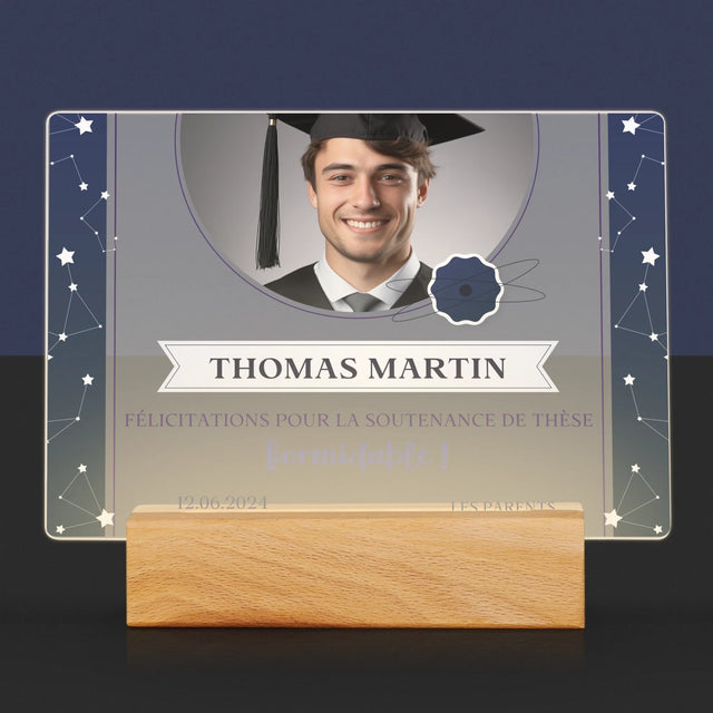 Photo Et Texte: Félicitations Pour La Soutenance De Thèse - Impression Sur Verre Acrylique