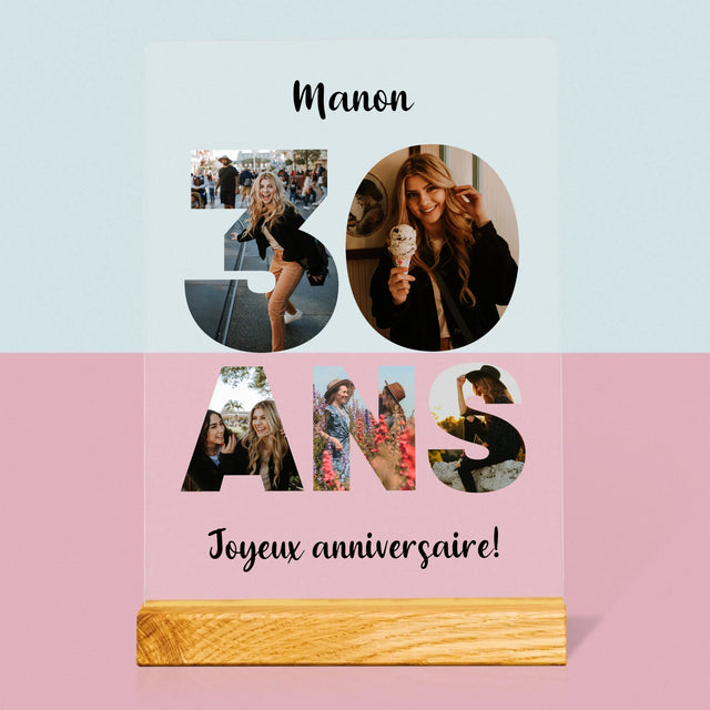 Collage Photo De Lettre: 30 Ans - Impression Sur Verre Acrylique
