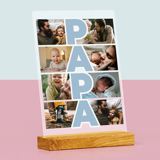 Collage Photo: Inscription Papa - Impression Sur Verre Acrylique