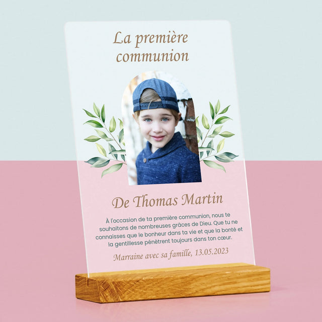 Photo Et Texte: Première Communion, Vœux - Impression Sur Verre Acrylique