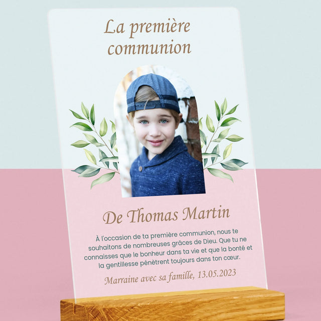 Photo Et Texte: Première Communion, Vœux - Impression Sur Verre Acrylique