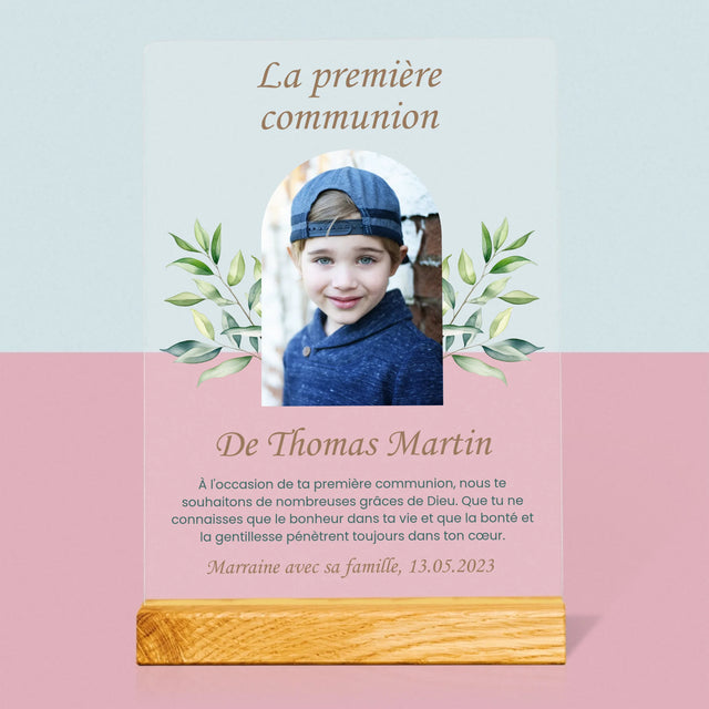 Photo Et Texte: Première Communion, Vœux - Impression Sur Verre Acrylique