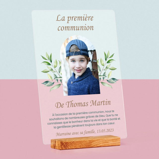 Photo Et Texte: Première Communion, Vœux - Impression Sur Verre Acrylique