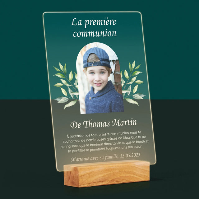 Photo Et Texte: Première Communion, Vœux - Impression Sur Verre Acrylique