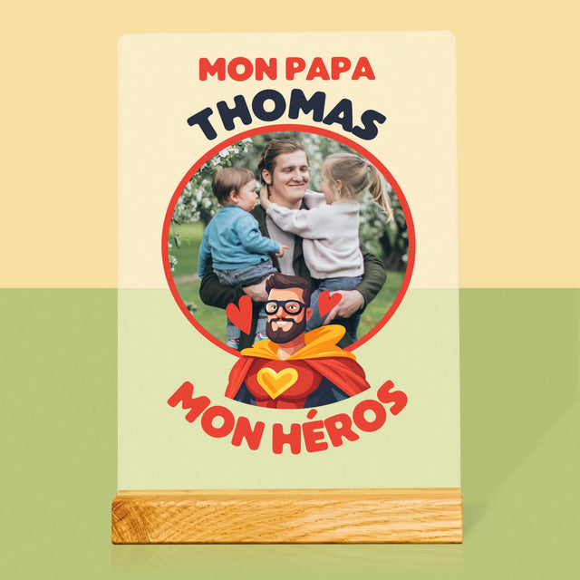 Photo Et Texte: Papa, Mon Héros - Impression Sur Verre Acrylique