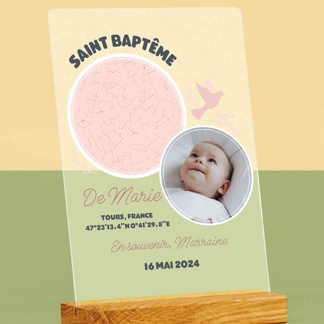 Carte Des Étoiles: Baptême - Impression Sur Verre Acrylique