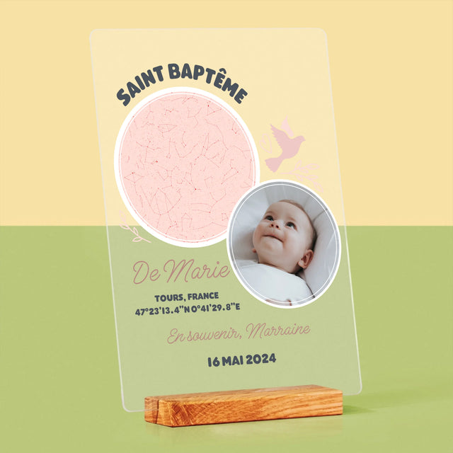 Carte Des Étoiles: Baptême - Impression Sur Verre Acrylique