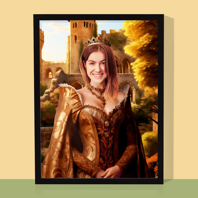 Le Portrait Royal : Reine Dans Les Jardins - Imprimez Avec Votre Photo