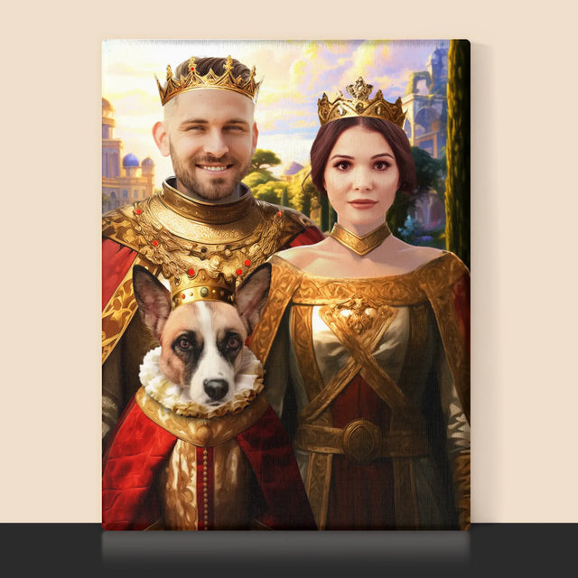 Le Portrait Royal : Couple Royal Avec Animal De Compagnie - Imprimez Avec Votre Photo