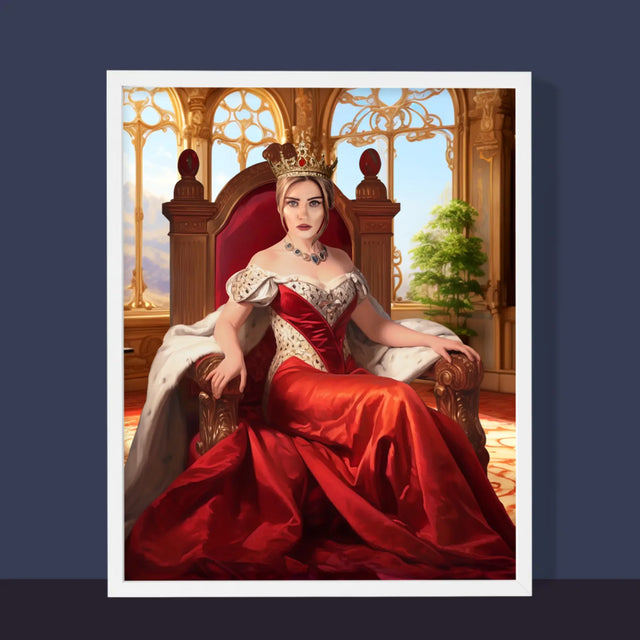 Portrait royal : Reine sur le trône - Imprimez avec votre photo | FR