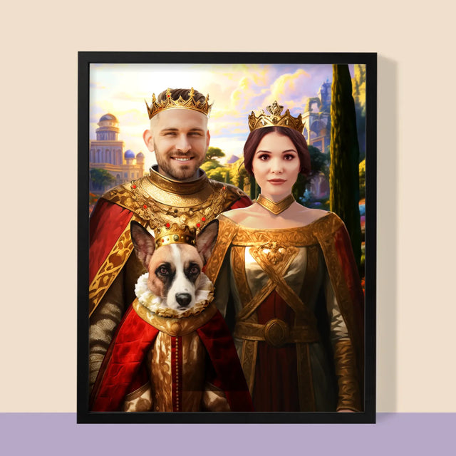 Le Portrait Royal : Couple Royal Avec Animal De Compagnie - Imprimez Avec Votre Photo