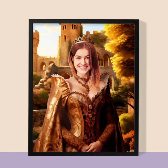 Le Portrait Royal : Reine Dans Les Jardins - Imprimez Avec Votre Photo