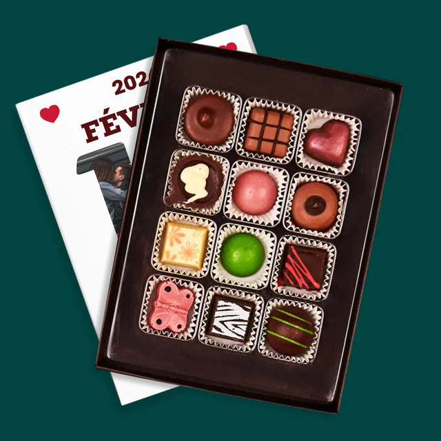 Collage Photo De Lettre: Carte Calendrier Saint-Valentin - Pralines